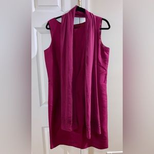 Talbots burgundy silk sheath dress with wrap